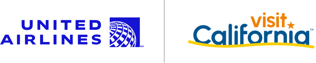 ユナイテッド航空とカリフォルニア観光局ロゴ